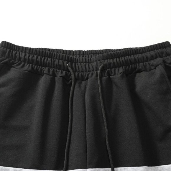 Black Casual Men's Color Block Shorts - Picture 3 of 6
